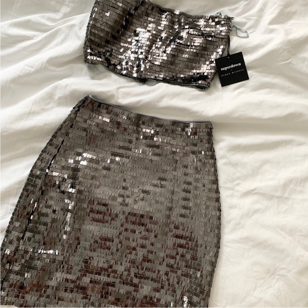 Superdown Silver Sequin Mini Dress - image 4